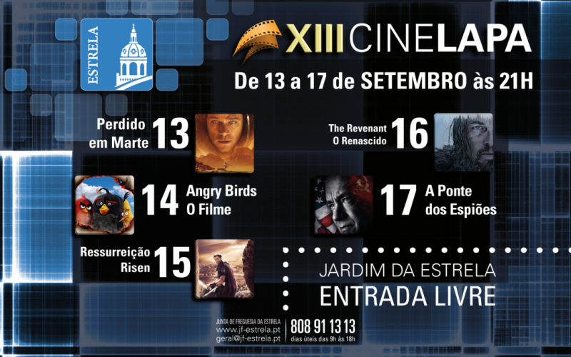De 13 a 17 Setembro | 13ª Edição do CINE LAPA | Cinema ao Ar Livre