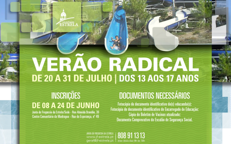 Verão Radical para os jovens dos 13 aos 17 anos